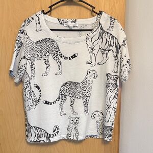 Jane and Delancey Animal Print Tee - White